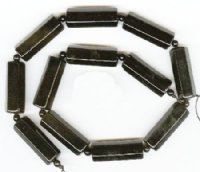 16 inch strand of 31x11mm Six Sided Black Onyx Tubes